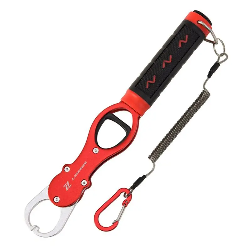 جهاز التحكم في الأسماك Luya من سبائك الألومنيوم Oct.22 مع مقياس الوزن لصيد الأسماك البحرية ومشبك شفاه السمكة غير قابل للانزلاق، أحمر