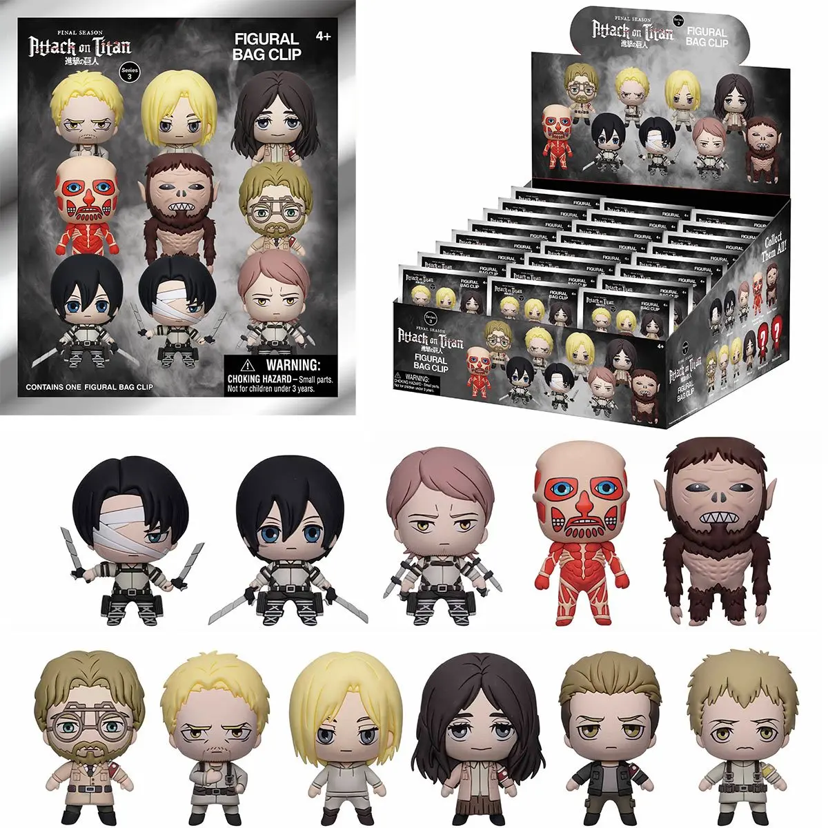 Attack on Titan Blind Box Mystery Bag Serie 2/3 3D PVC tasclip sleutelhanger anime hanger rugzak handtas charme