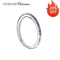 ATHENAIE 925 Sterling Silver Stackable Rings Classic Purple CZ Wedding Female Ring for Women Gift