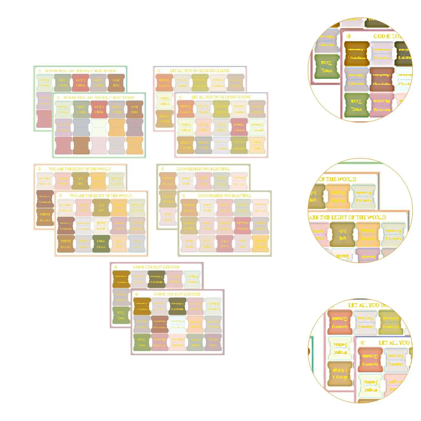 150 Tabs Bible Index Tabs Easy to Apply Decorative Colorful Laminated Large Print Bible Study Tabs Bible Book Tabs for Women Men