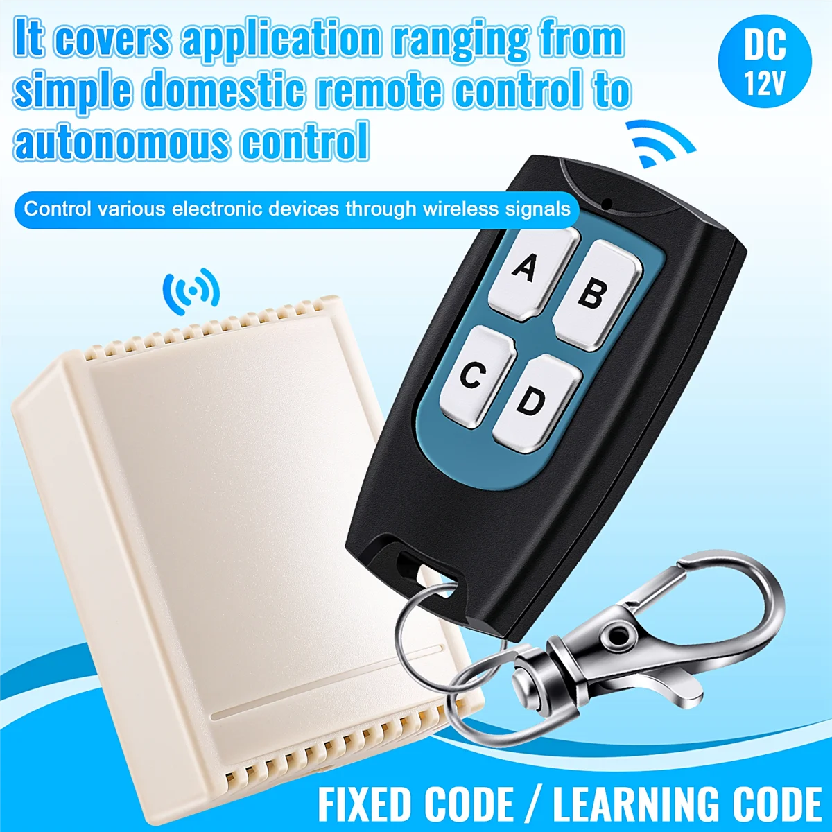 DC 12V 4 Channel 200M Wireless RF Remote Control Switch 2 Transmitter +