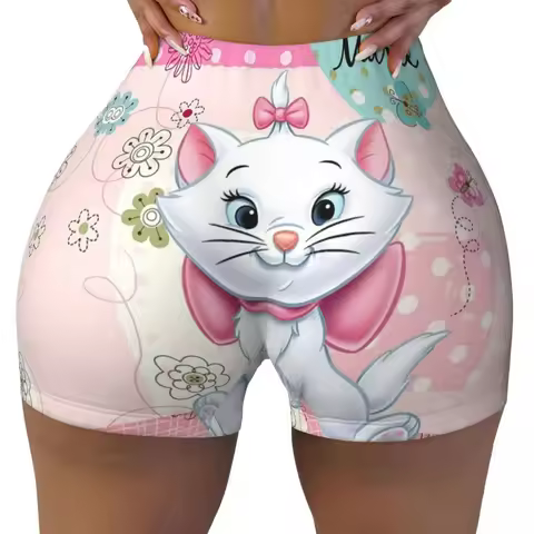 Custom Movie Marie Cat Volleyball Biker Gym Shorts for Women Funny Kitten Film Athletic Workout Yoga Shorts