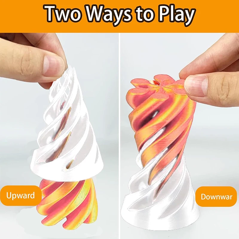 3D Printed Spiral Cone Toy Fidget Toy Impossible Pyramid Passthrough Sculpture Mini Vortex Thread Illusion For Kids And Adults