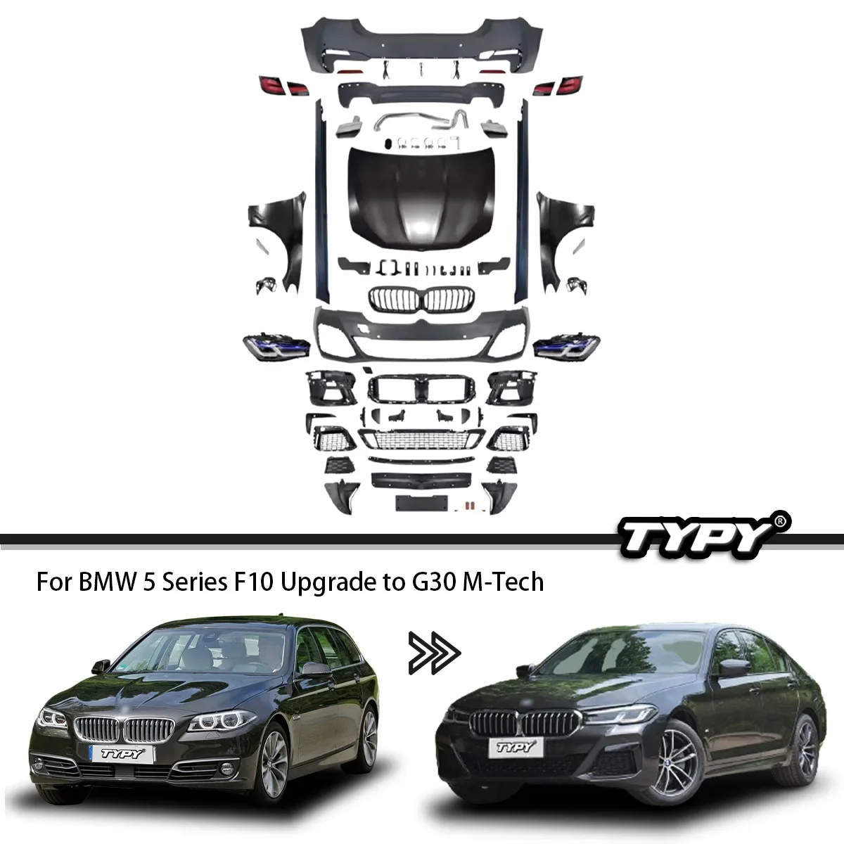 

Body Kits For BMW 5 Series F10 Upgrade Modified To G30 M-Tech Styles Body Kits Front And Rear Bumpers Car Accessories