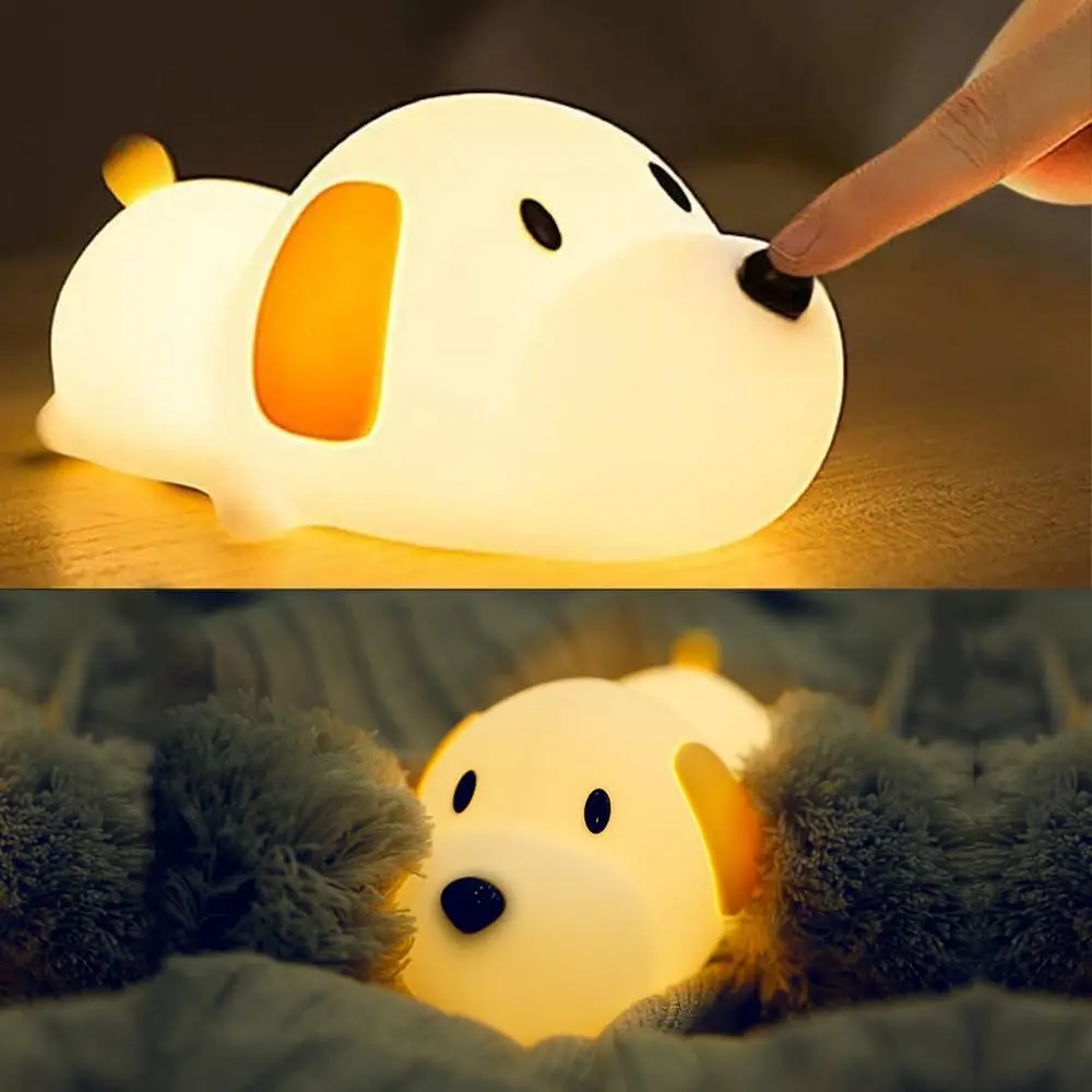 

Silicone LED Papa Puppy Night Light Sponge USB Charging Touch Animal Lamp Adults Dog Lights Children Kid Bedside Bedroom Decor