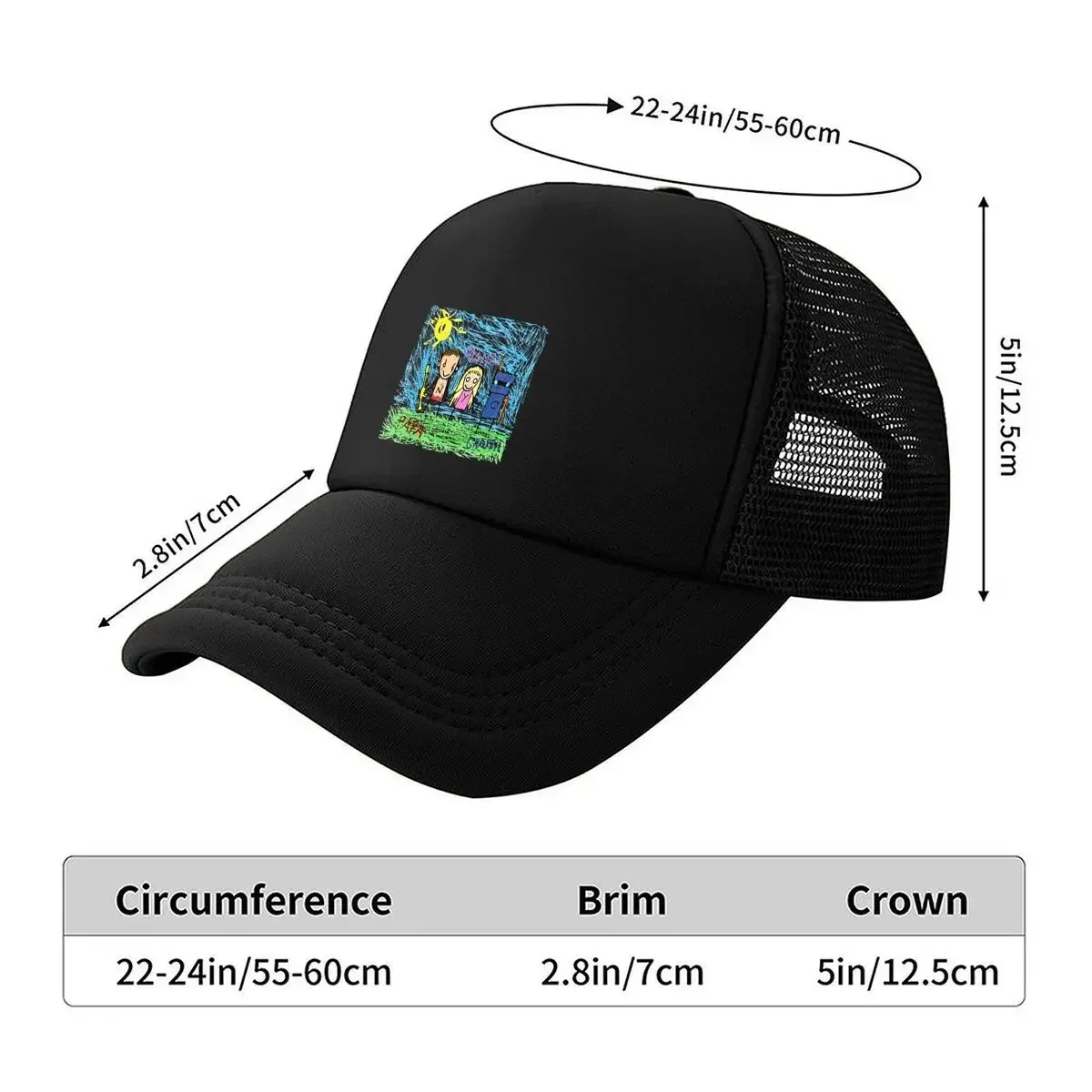 New Family Doodle Playful - Inspired, Childlike Drawing Design Mesh Baseball Cap
