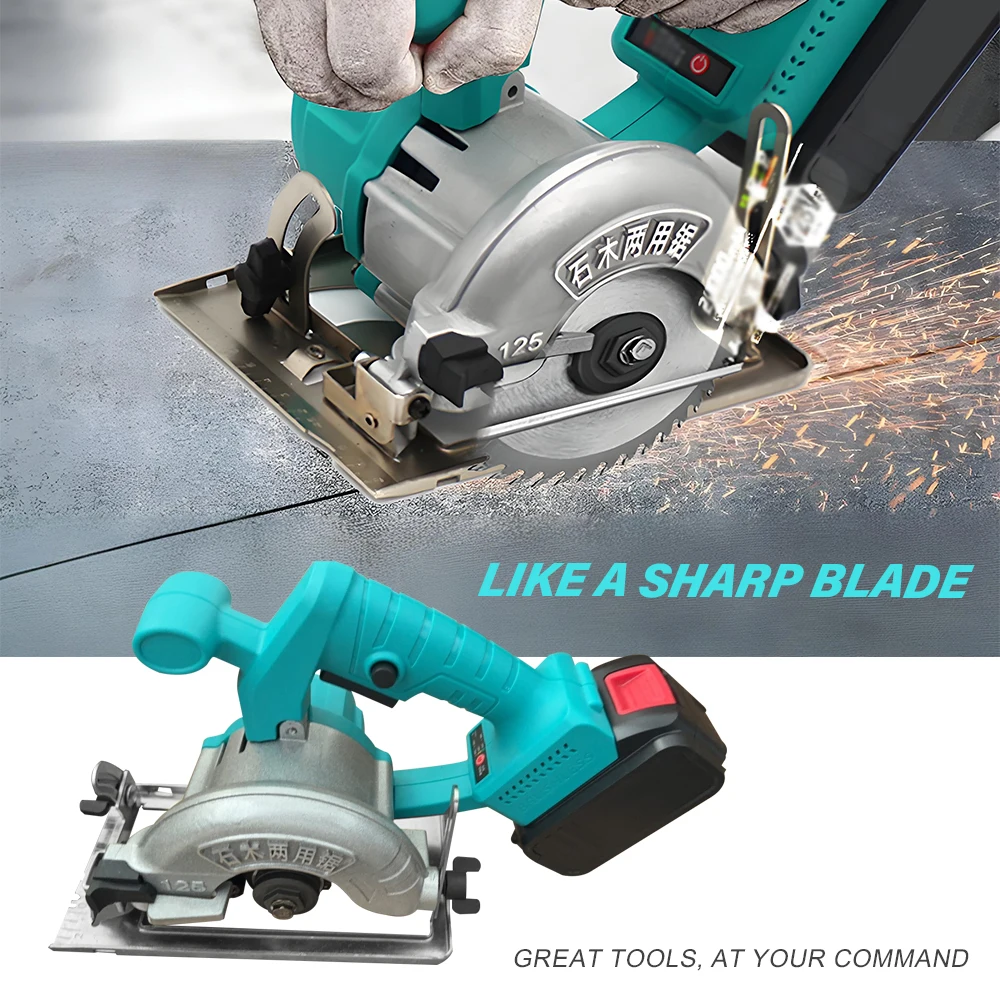 

4-дюймовая аккумуляторная циркулярная пила, ручной бесщеточный режущий инструмент 0-45 ° Электрическая мини-циркулярная пила 6300 об/мин для аккумулятора DAYI