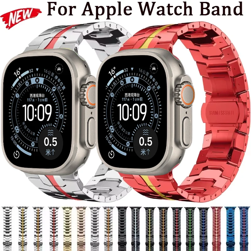 

Ремешок из нержавеющей стали для Apple Watch Ultra 3/2/1 49 мм 11 10 9 8 7 6 5 SE3 Металлический браслет iWatch 46 мм 42 мм 45 мм 41 мм 44 мм 40 мм