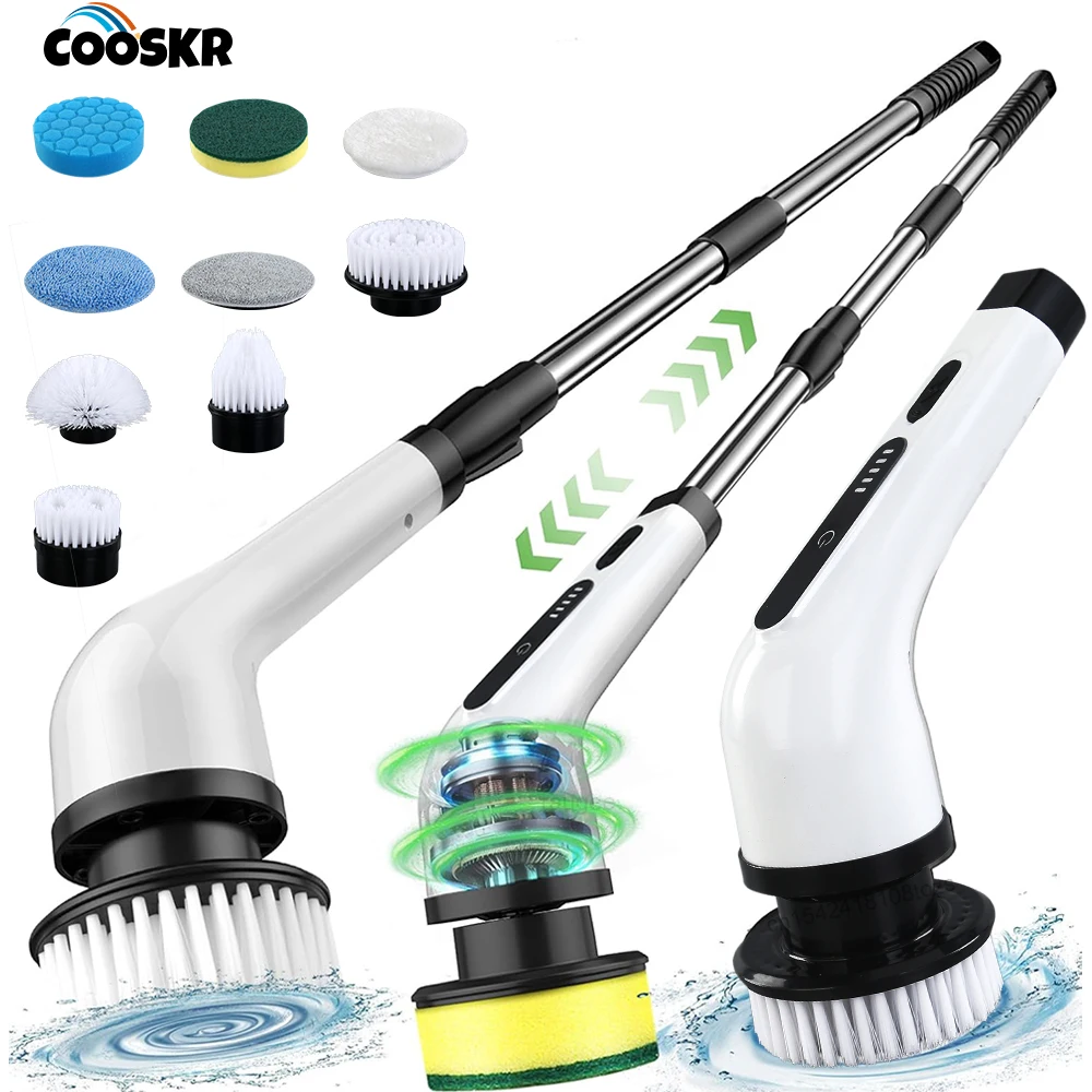 

Electric Cleaning Brush Cordless Spin Scrubber for Household Bathroom Kitchen Cleaning Brush with 6/9 Replaceable Brush Heads