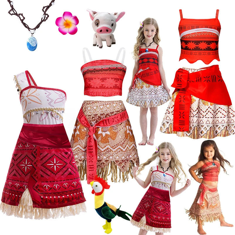 

Movie Meana 1&2 Girls Cosplay Costume Kids Sleeveless Dress With Tassels 2025 Christmas Party Vaiane Princess Cosplay Costume