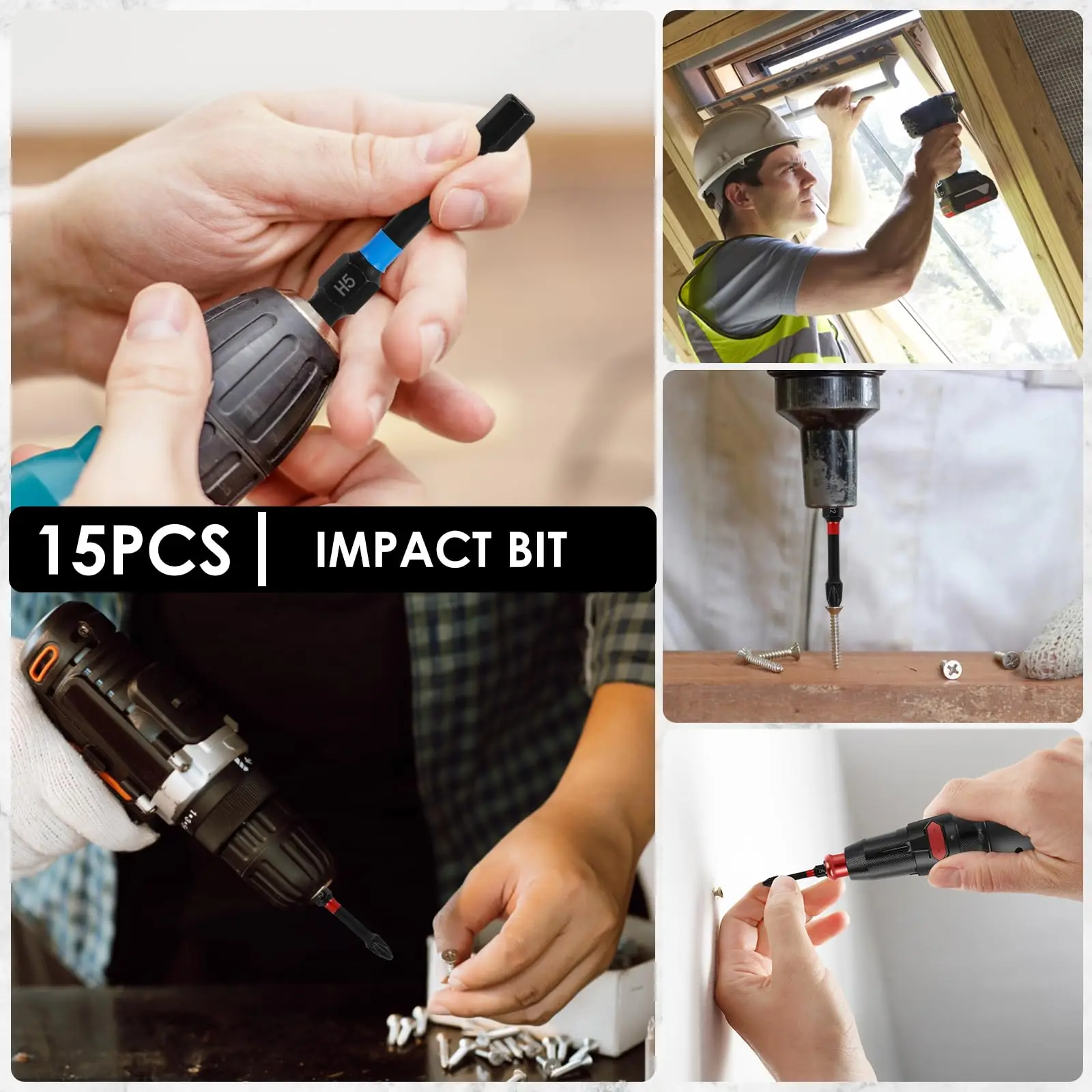 Rafford 15 pièces jeu d'embouts de tournevis magnétiques prêts à l'impact-2 pouces anti-dérapant pour perceuse à percussion/sans fil |   Tête Torx/Hex/Phillips