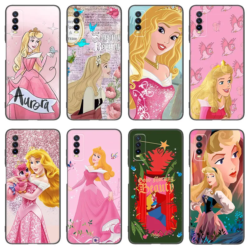 Sleeping Beauty Princess Black Phone Case For VIVO V27 V29 V30 Pro Y02 Y15 Y17 Y33 Y76 S Y27 Y55 Y78 5G Y16 Y21 Y22 Y35 Y36