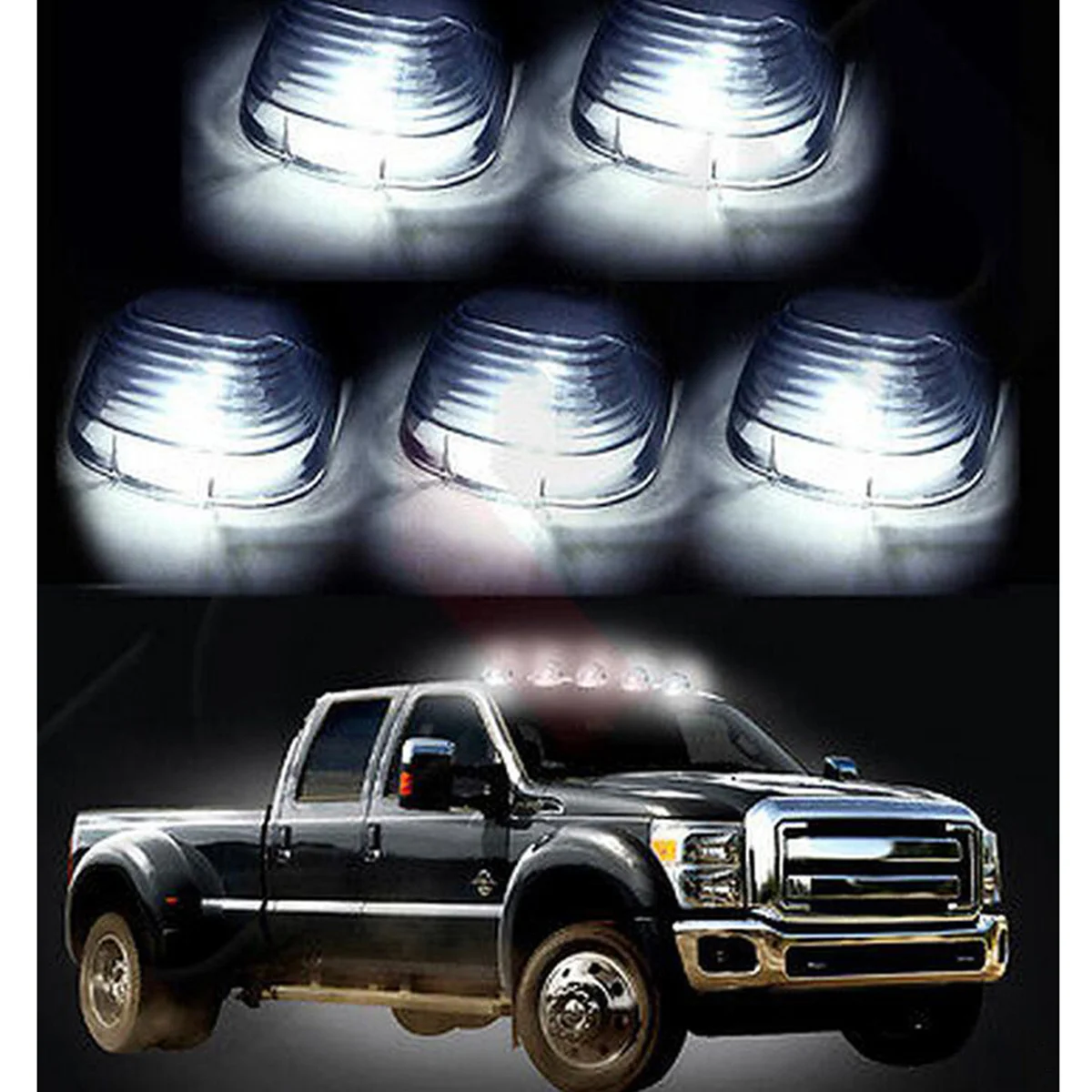 5pcs Smoke Cab Marker Clearance Light Lens Covers For F-250 F-350 F-450 F-550 stock cab maker