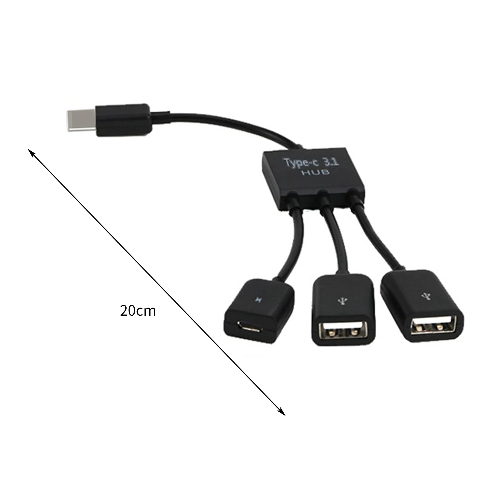 Kabel 3 w 1 Micro USB typu C na 3 OTG z dwoma portami do tabletu, myszy i klawiatury Konwerter adaptera Micro USB typu C