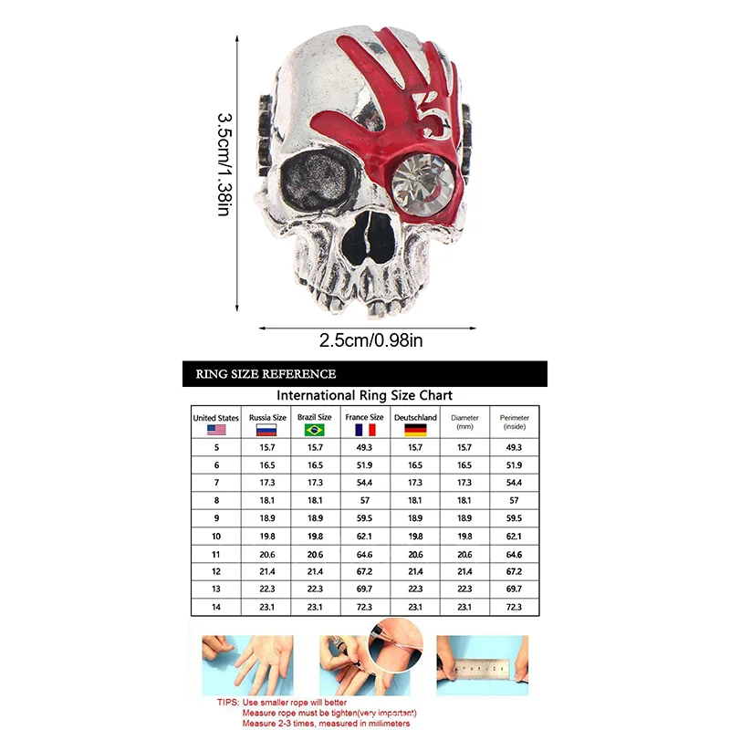 Five Fingers Death Punch Skull Ring Vintage Chunky Gothic Jewelry Dainty Ring For Men view 5