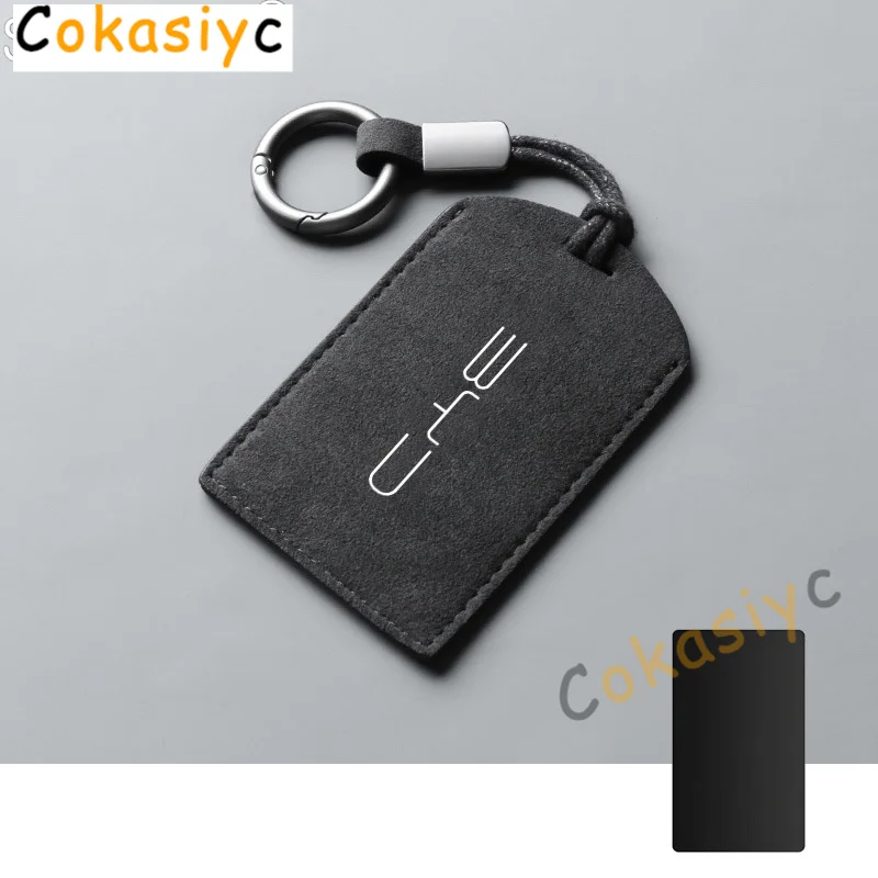 

Suede Leather Car NFC Card Remote Key Case Cover For BYD Tang DM Han EV Song PRO Qin PLUS DMI Auto Keyless Keychain Accessories