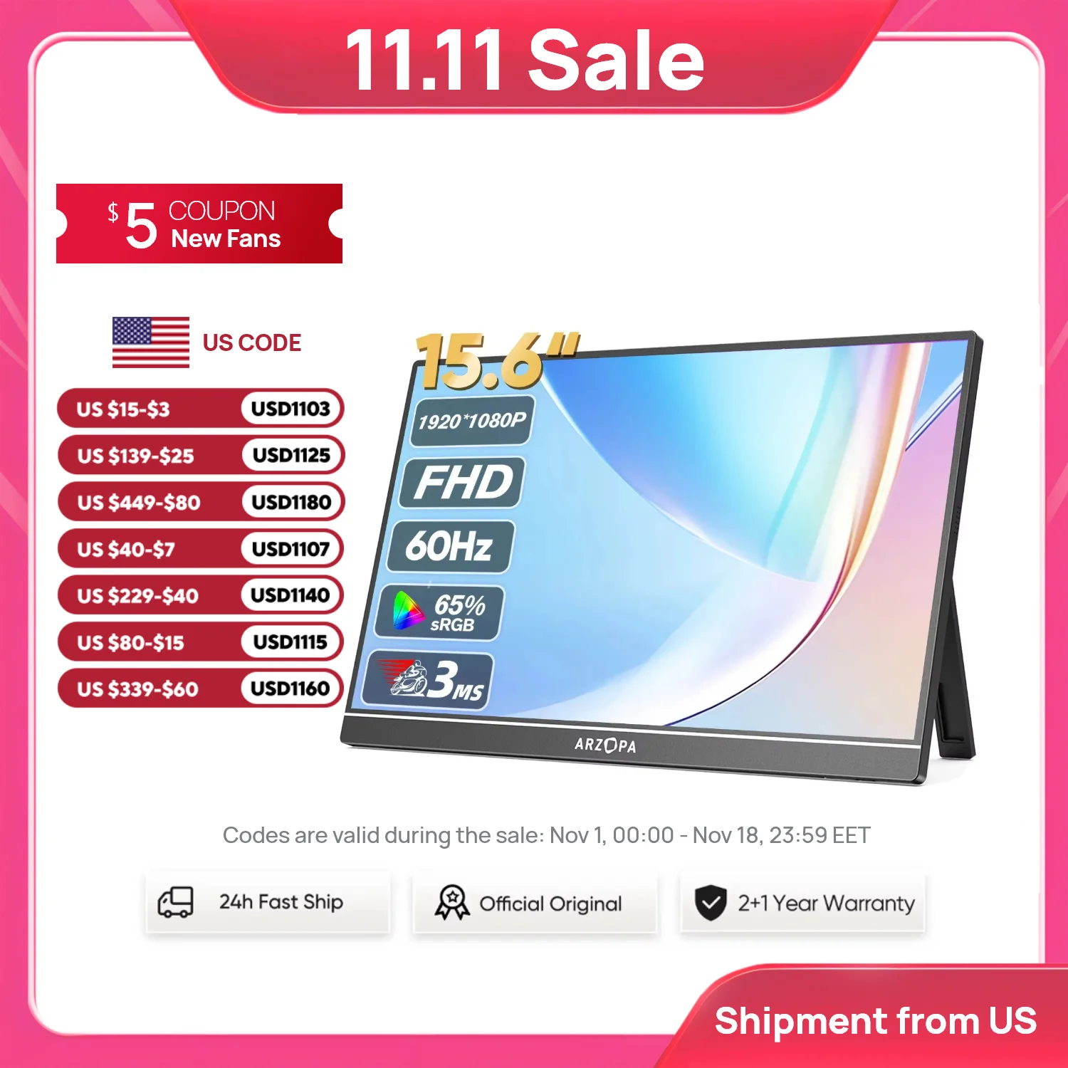 Portable Monitor 15.6 Inch 1080P Type C - 15,6 inç Taşınabilir Monitör, FHD 1080P