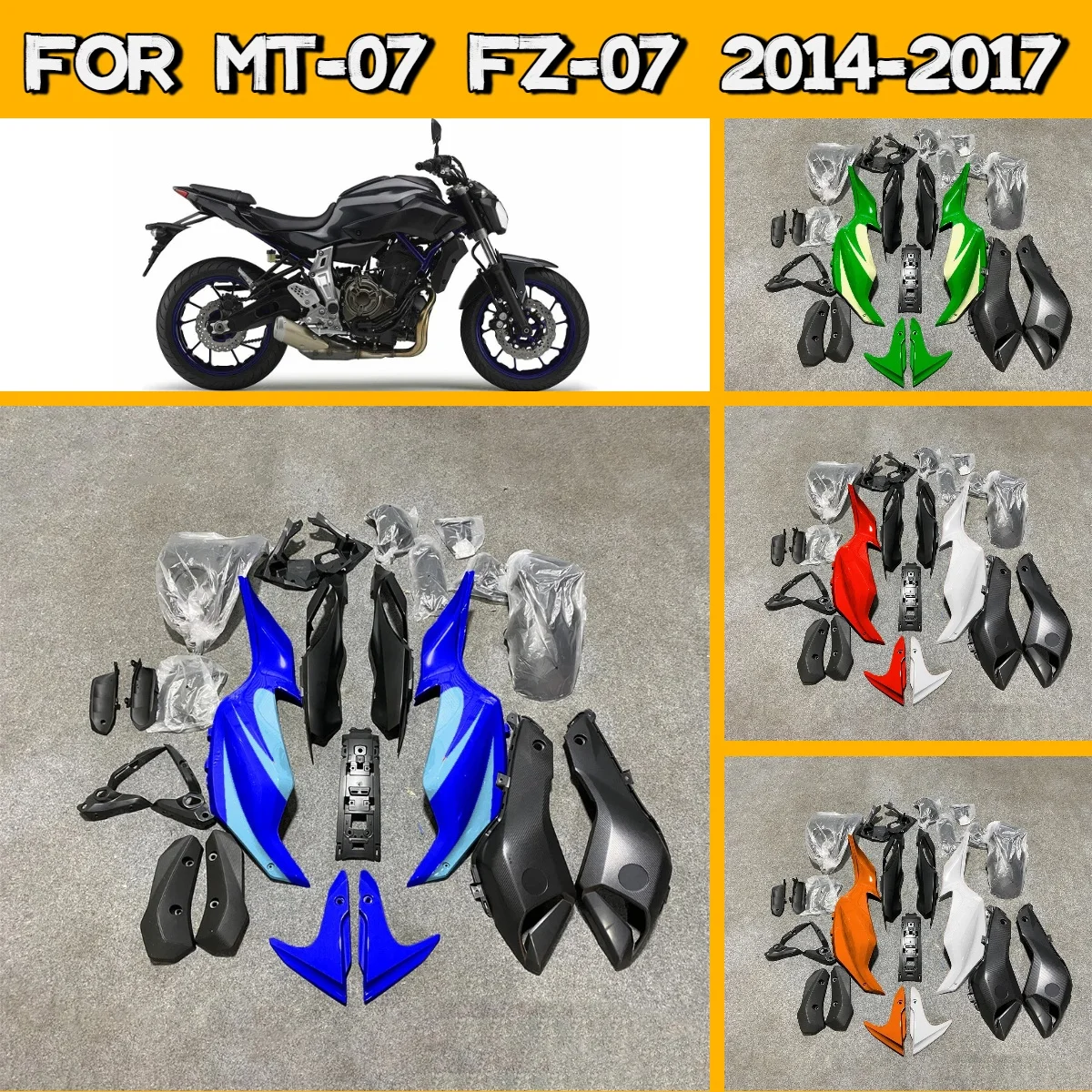 For 2014-2017 Yamaha FZ 07 ABS Injection Kit Body Work Fairings Easy Install 14-17 MT07 Fairing Kit