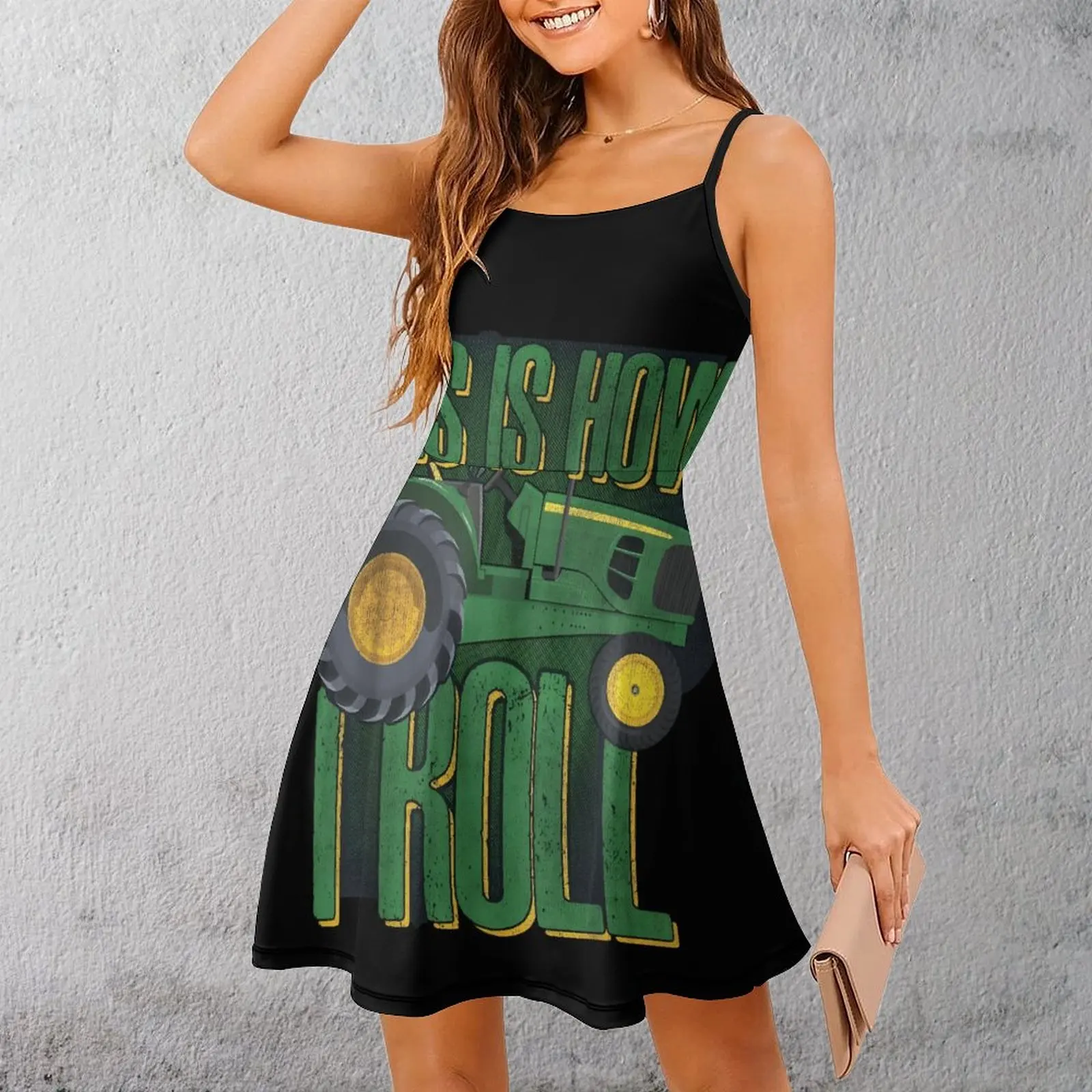 trator-trolling-diversao-Unico-exotico-roupas-femininas-vestido-sling-feminino-geek-clubs-vestido-de-tiras