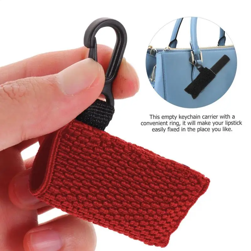 Suporte de batom chaveiro bolsa de batom portátil capa protetora chaveiro para meninas titular bálsamo labial chaveiro
