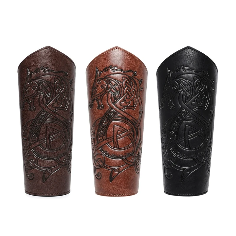 Arm Guard Adjust Embossed Medieval Knight Arm Gauntlets for Women Man Elegant Cosplay Arm Bracers