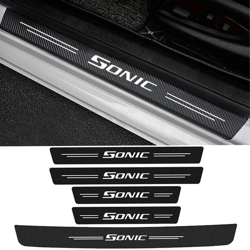 Car Threshold Stickers Door Sill Scuff Protective Plate for Sonic Logo Emblem Trunk Door Pedal Bumper Guard Strips