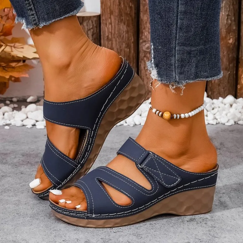

Women Fashion Hollow Out Wedge Sandals Slip on Hook Loop Platform Slippers Casual Comfort Summer Everyday Walking Shoes Ladies