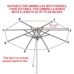 استبدال مظلة الشاطئ في الهواء الطلق القماش حديقة الموز مظلة غطاء مظلة مقاومة للماء ل 6 أضلاع / 8 أضلاع مظلة الشاطئ أفضل 8 منتجات من القماش المشمع للشرفات - رقم 6