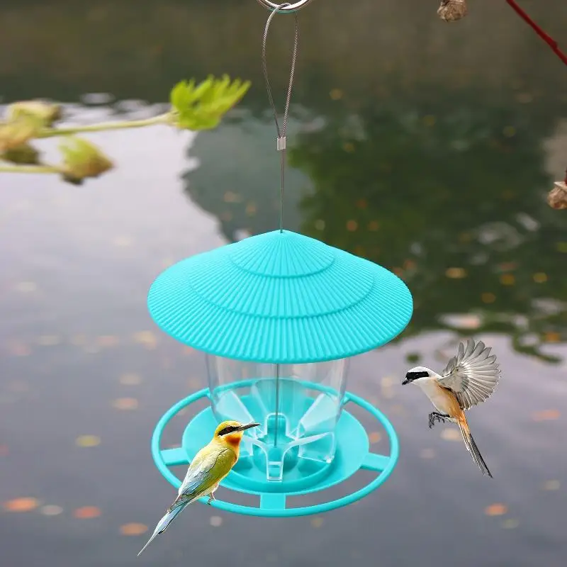 Bird Feeder Automatic Hanging Outdoor Garden Gazebo  Bird Feeding Container With Hang Rope House Decor Pet Supplies