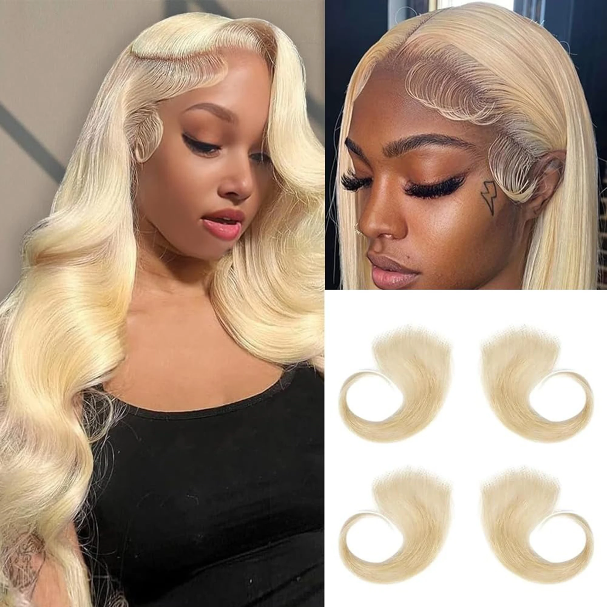 

100%Human Hair Lace Edges Baby Hair Human Hair Edge for Women Swiss HD Lace Baby Hair Edges Strips Reusable Invisible Lace Hair