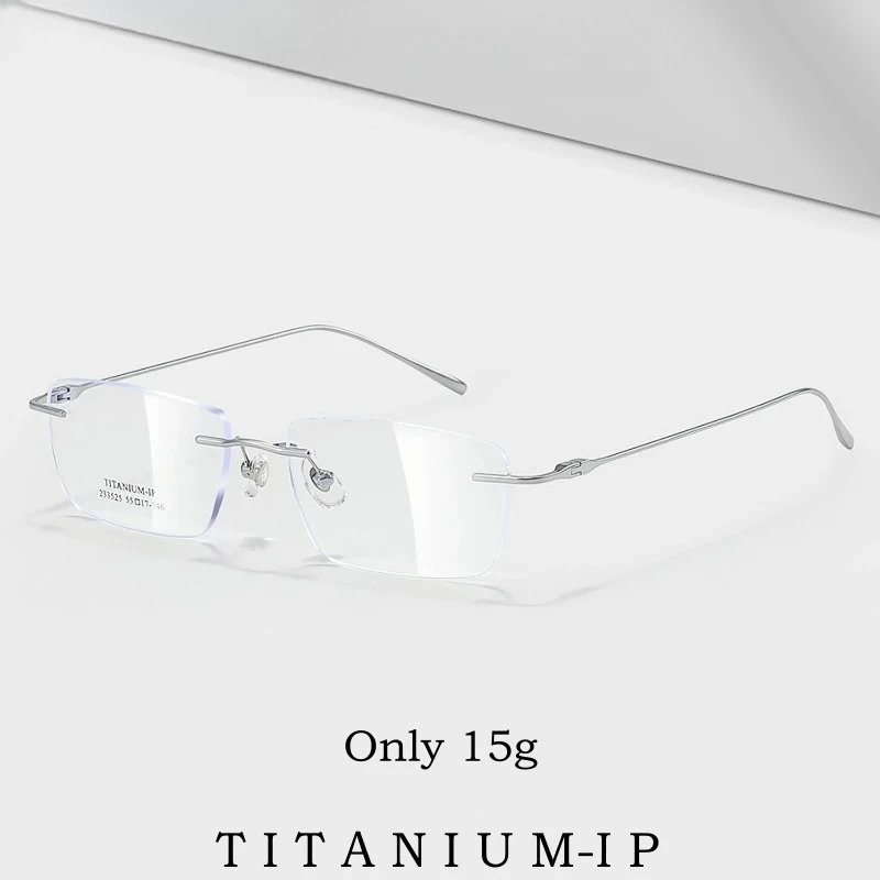 إطار نظارات بدون إطار للأعمال خفيف للغاية من OLLYMURS للرجال خفيف للغاية فاخر من التيتانيوم النقي إطارات نظارات نسائية بسيطة 233525WK