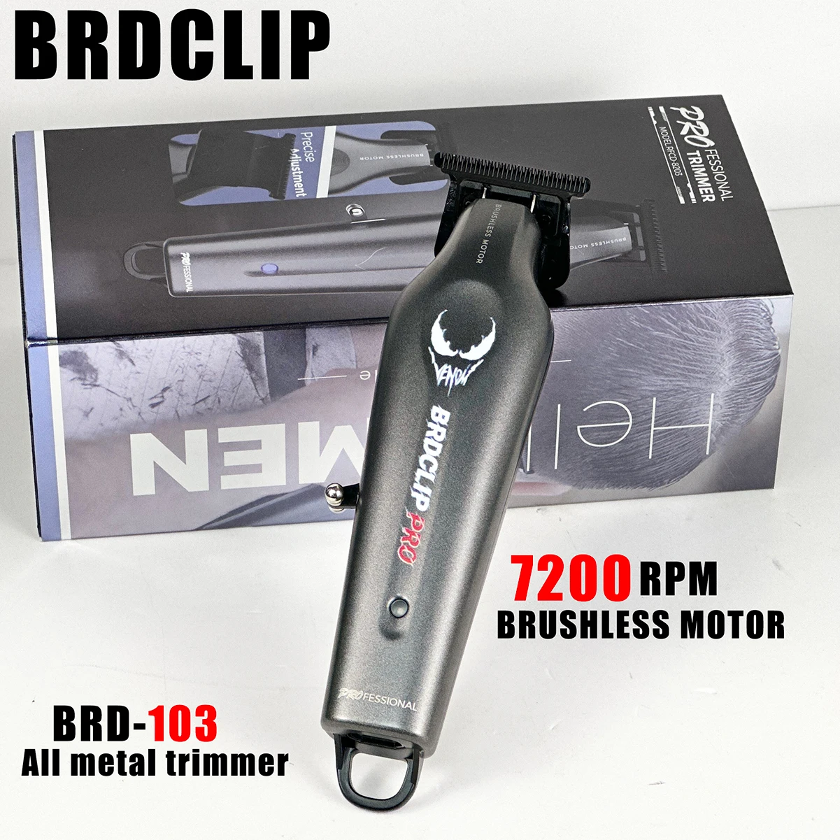 

BRDCLIP BRD103 Brushless Motor 7200RPM Professional Men's Hair Trimmer DLC Blade Salon All Metal Hair Clipper Barber shop