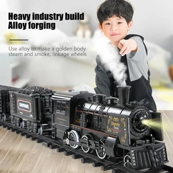 Classical railway freight train set passenger water steam locomotive toy set with smoke simulation model electric train toy