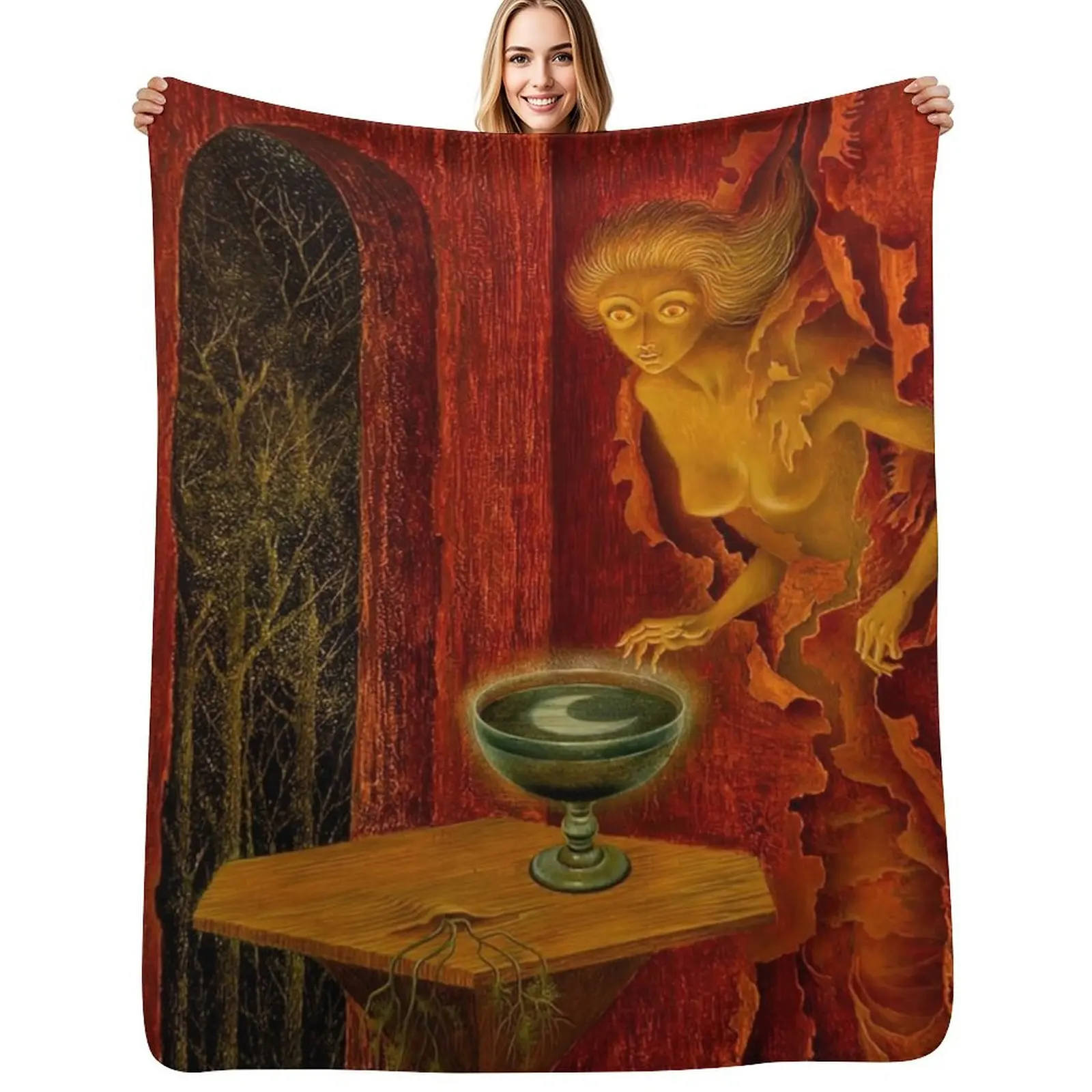 Being Born Again by Remedios Varo Throw Blanket Bed linens Sofa Loose Bed Winter beds Heavy Blankets