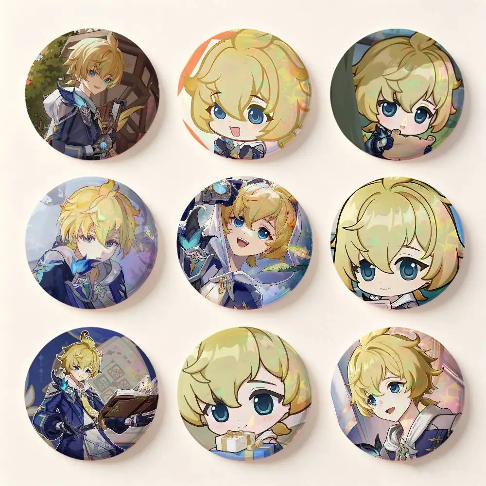 Mika Genshin Impact Badges 25 32 44 58 75 Mm Round Cosplay Pin Bag Decor Fans Collect Friends Gifts Brooch Souvenir