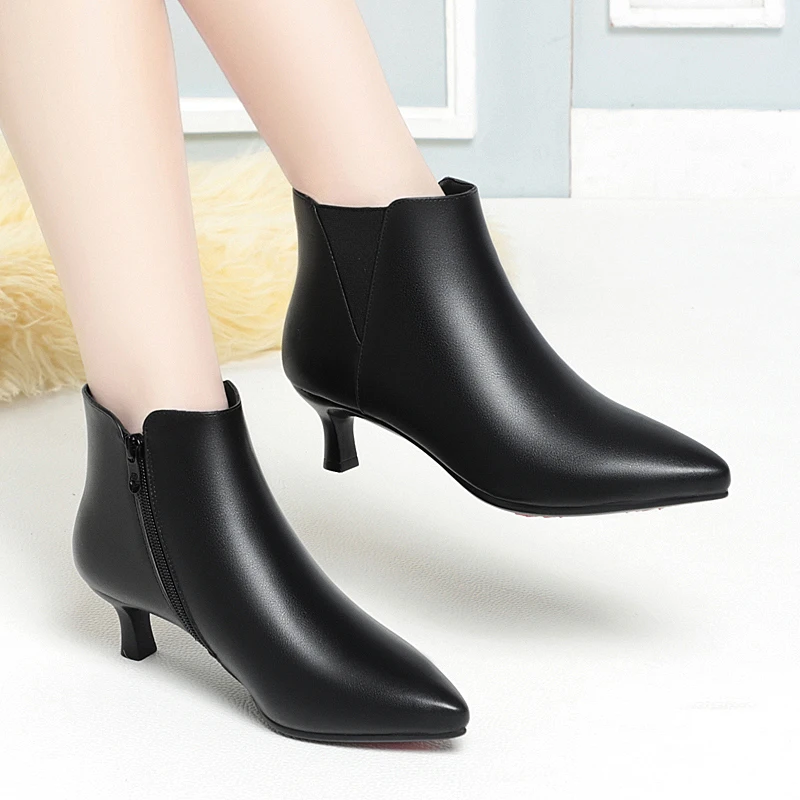 

DIMANYU Women's Office Boots 2025 New Autumn and Winter Fashion Dress Boots Pointed Toe Mid-Heel Women's Ankle Boots