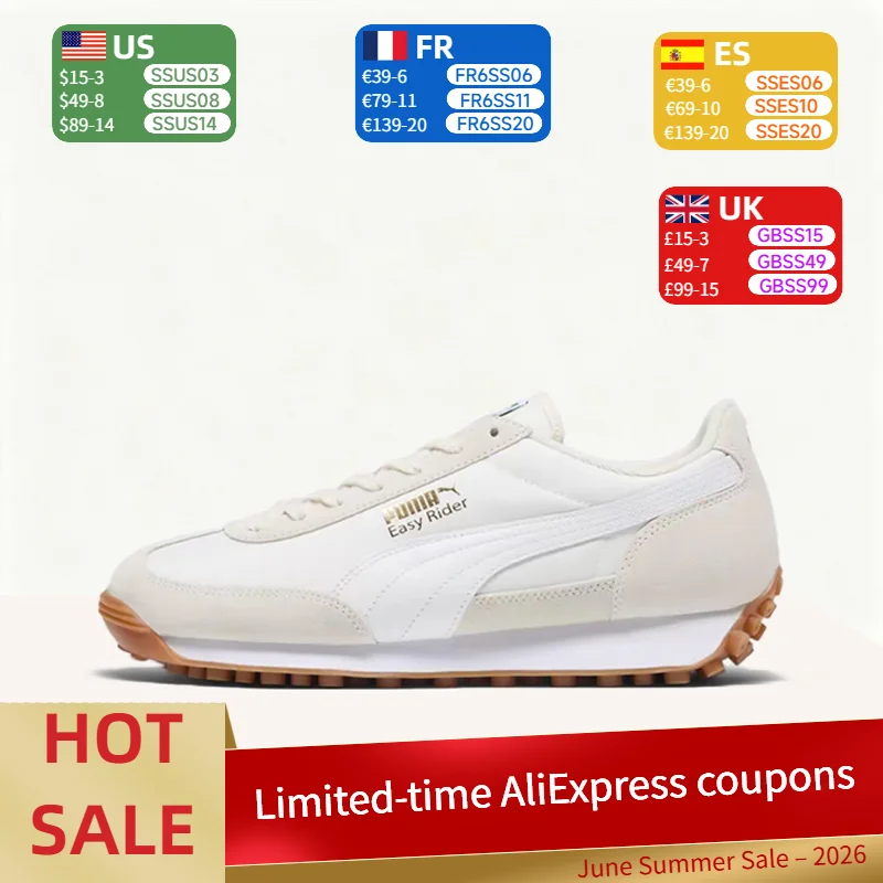 

Puma Easy Rider Simple,Versatile,Durable,Breathable,and Lightweight Low-Top Casual Running Shoes (Unisex) in Off-White 399028-18