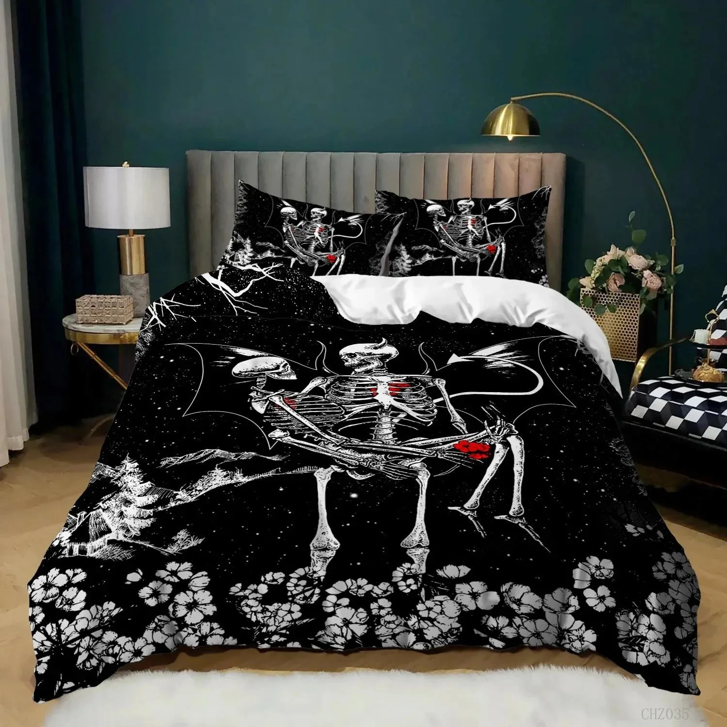 

Skull Duvet Cover Set 240x220 260x240cm Bedding Set Twin Queen King Double Bed Linens Quilt Cover Bedclothes Big Hand