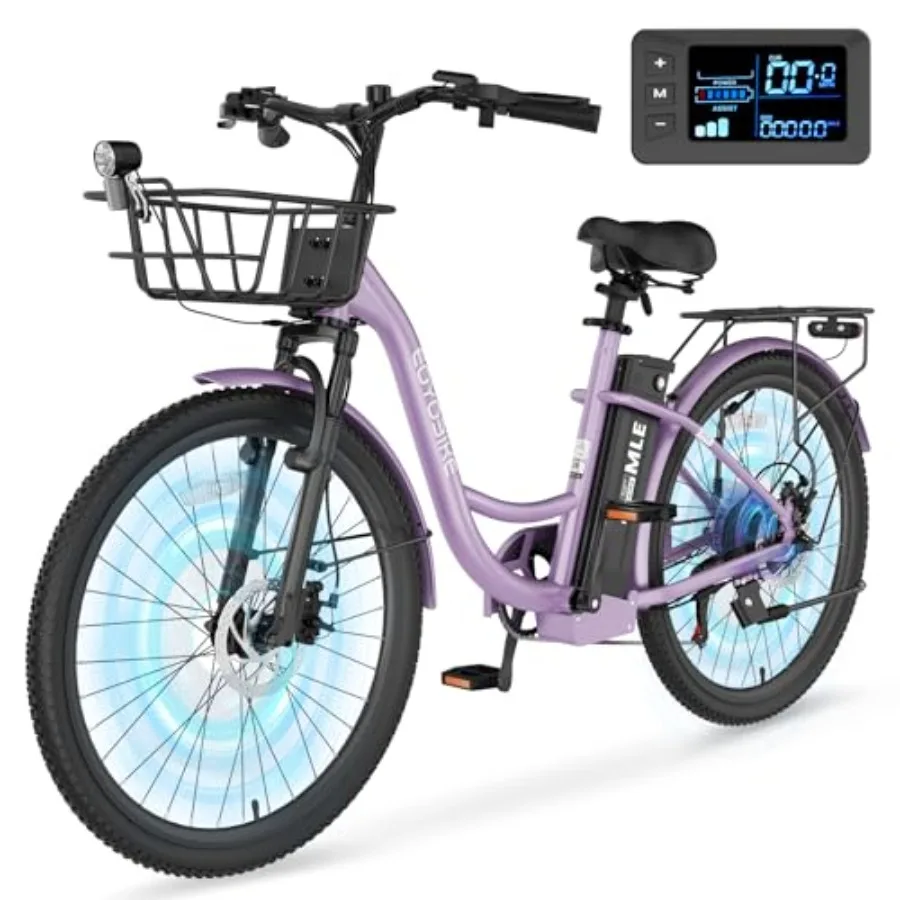 

City commuter e-bike for adults: aluminum frame black 700W peak power 7-speed step-through design 40-mile range with 36V 10.4Ah