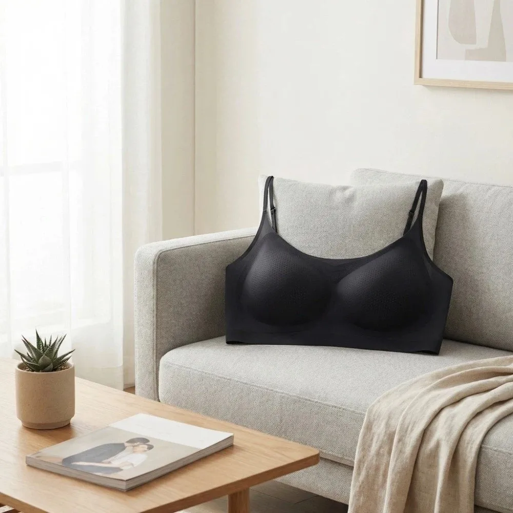 

Thin Ice Silk Wireless V Bra Traceless Gathered Breasts Seamless Bras Lingerie Anti-sagging Push Up Underwear Summer