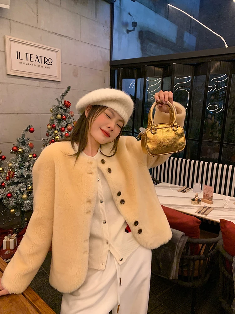 Cappotto di pelliccia da donna ort Capispalla di lana calda Inteated Pelle e pelliccia Autunno Inverno Nuovo Sle Coreano Pendolarismo Sle Lungo Sve