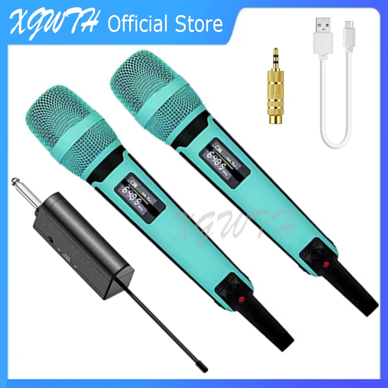 Wireless Microphone UHF 2 Handheld Dynamic Mic Karaoke System SKM9000 Rechargeable Receiver DJ Audio Studio Speaker Amplifier