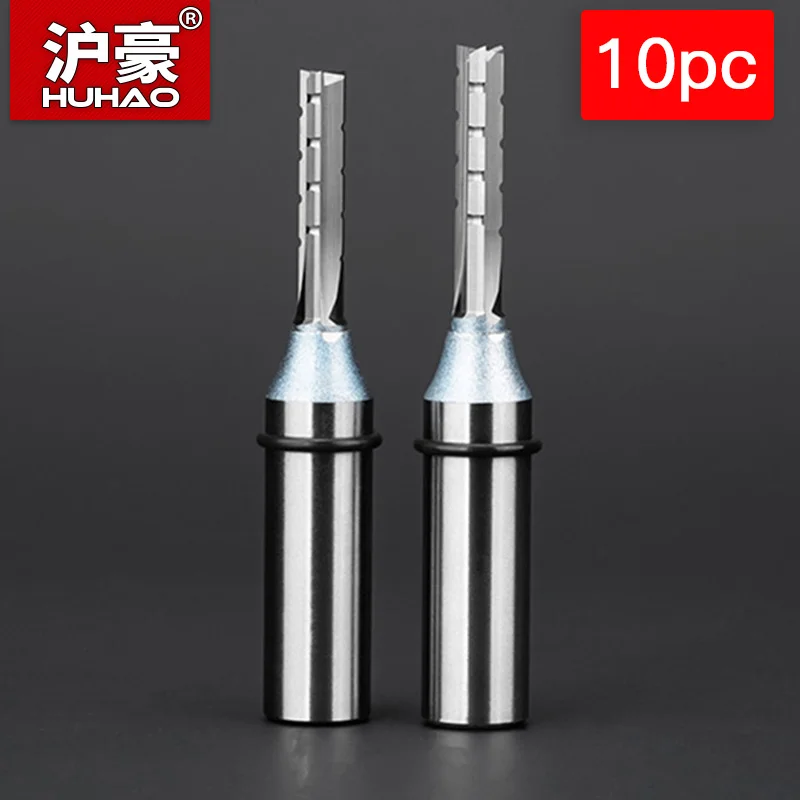 

HUHAO 10pc Router Bits Wood 1/2 Shank TCT Straight Milling Cutter 3 Flutes Slot Woodworking Carving Trimming Tools End Mill