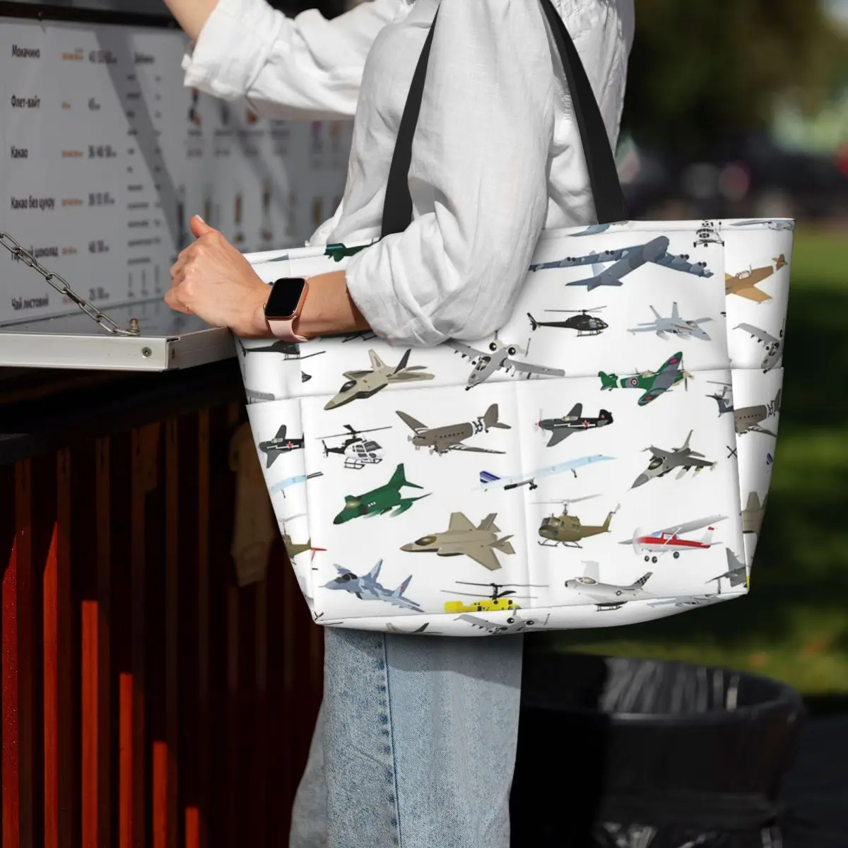 Various Colorful Airplanes And Helicopters Beach Tote Bag Sport Gym Yoga Duffle Large Tote Bag Women Travel Bag Fitness bag