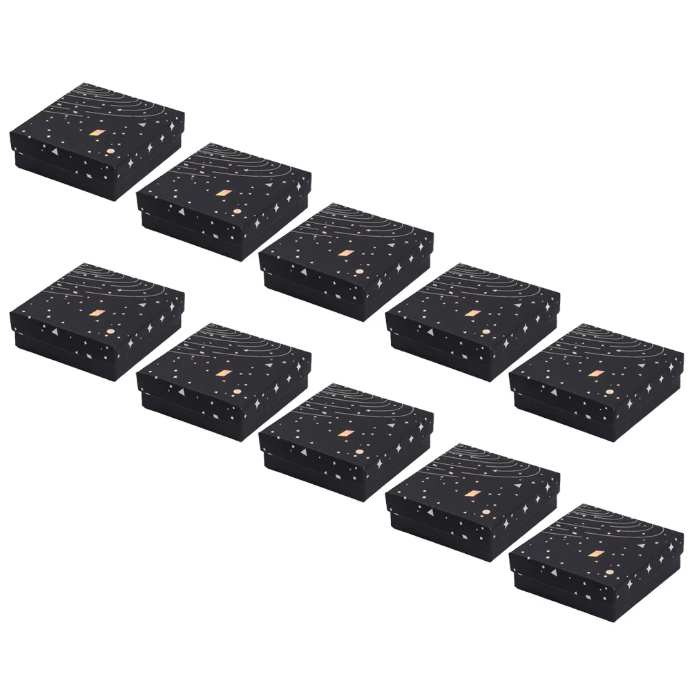 

10Pcs Jewelry Storage Box Black Silver Classic Durable Material Ring Earring Necklace Storage Box for Women Girls Ladies