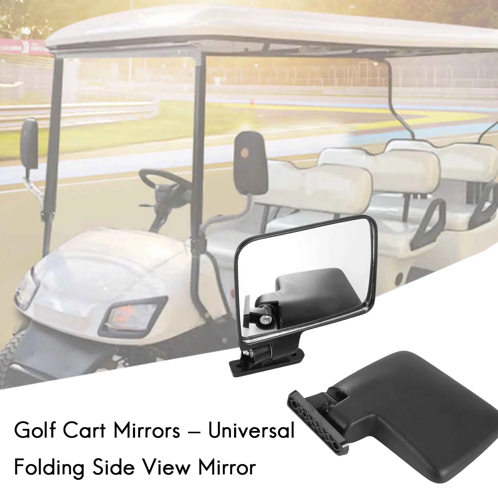 Golf Cart Mirrors - Universal Folding Side View Mirror For Golf Carts Club Car, Ezgo, Yamaha, Star, Zone Carts