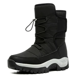 New Winter Men's Shoes Warm Plush Men's Boots High Top Couple Snow Boots Winter Outdoor Anti-Slip Ankle Boots Work Casual Boots