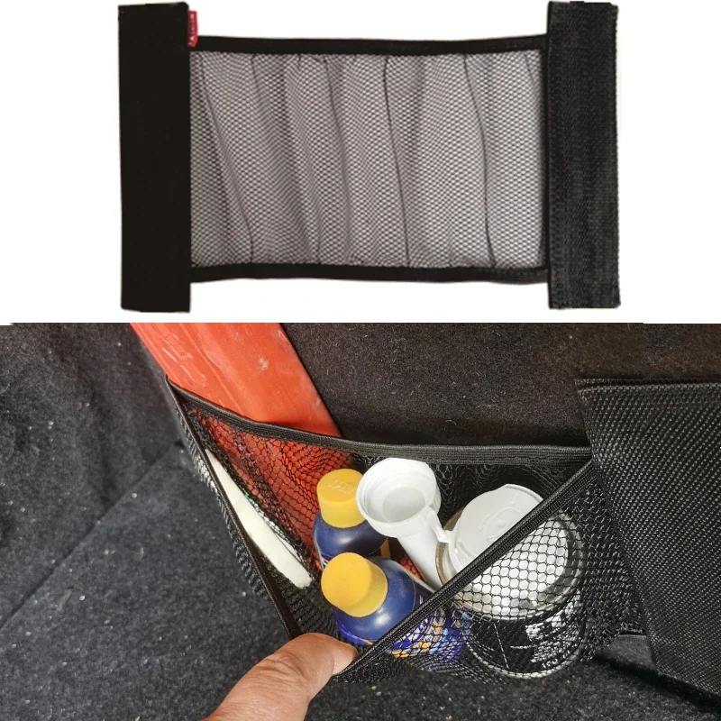 Samochodowa tylna siatka na siedzenie bagażnika Elastyczna siatka na kieszonkę Organizer siatki Magiczna naklejka Torba do przechowywania Kieszonka Klatka Auto Car Accessorie