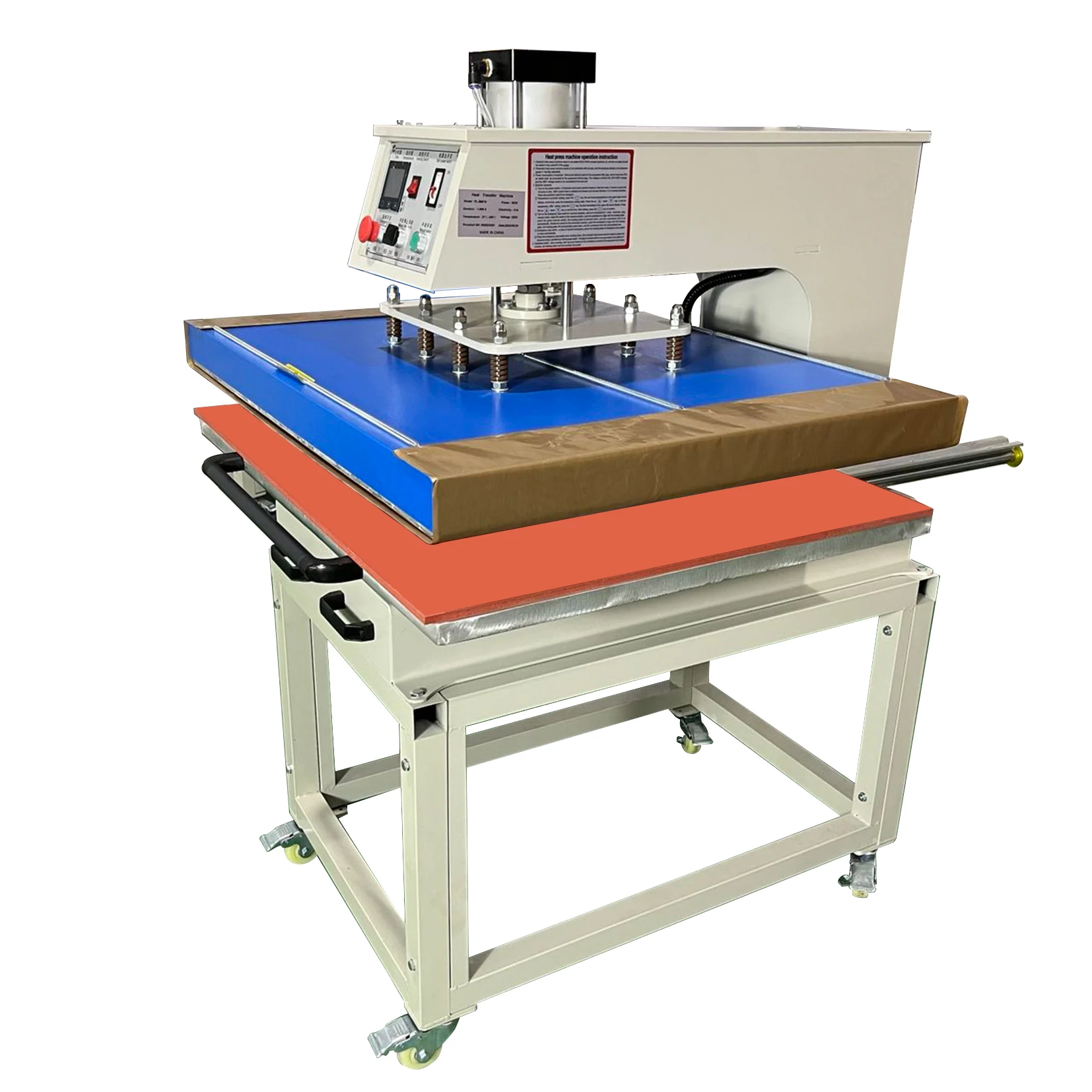 sublimation textile printing pneumatic single station heat press transfer machine slide out