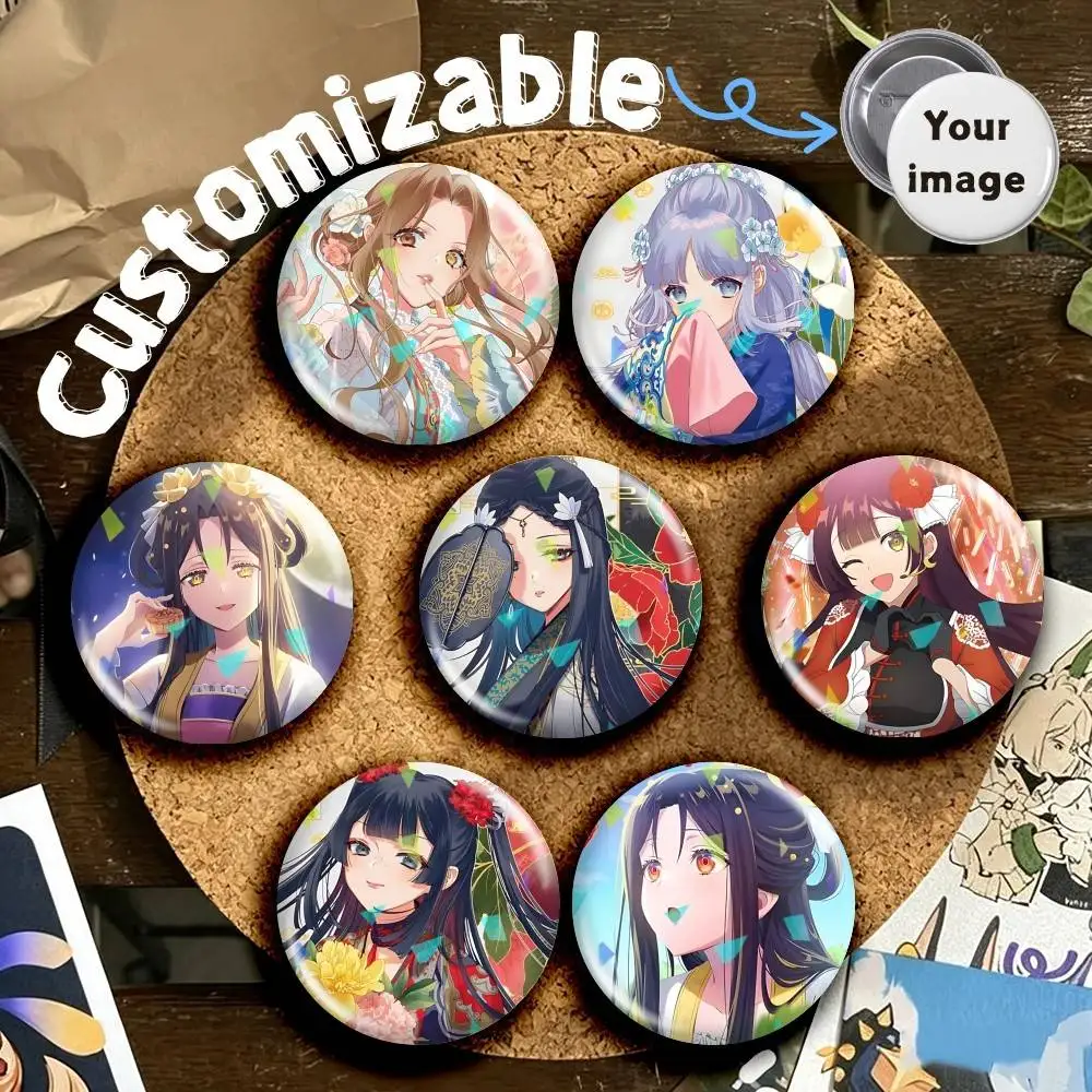 Kou Reirin Though I Am an Inept Villainess Round Brooch Pins, Personalized Badges With Broken Glass Design Fashion Accessory